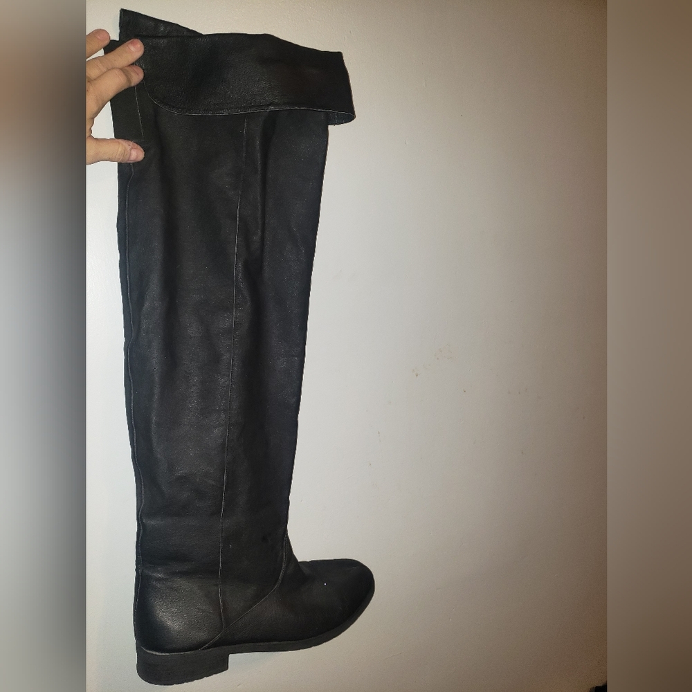 MENS Black Over The Knee Boots Leather Uppers